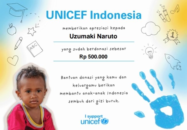 NaruHinaEvent's tweet photo. To celebrate Uzumaki Naruto's birthday. Uzumaki Naruto/NaruHina fans donate to Unicef Indonesia to help children who suffer from malnutrition here 🥰

#うずまきナルト生誕祭2023 
#うずまきナルト誕生祭2023
#NarutoBirthDay #HappyBirthdayNaruto
#HariLahirNaruto
#RedScarfProject https://t.co/b6vu0KogYS