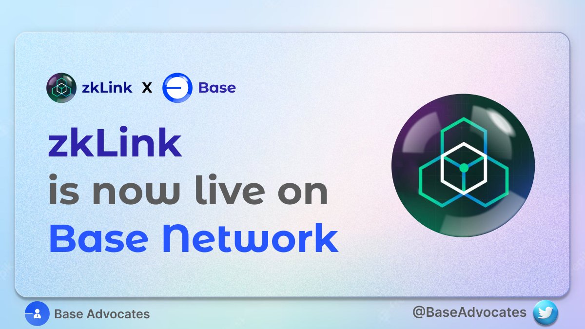 BaseAdvocates's tweet photo. 📢 @zkLink_Official is now live on the @BuildOnBase Network.

✨ zkLink is a unified multi-chain trading infrastructure secured with zk-SNARKS, empowering the next generation of decentralized trading products, including order book DEX, NFT marketplaces, and more. https://t.co/Y6OP5J24DL