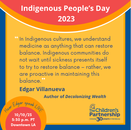 KidsPartnership's tweet photo. The #health & #wellbeing of Native children is impacted by generations of colonization.
Tomorrow we’re hosting @VillanuevaEdgar to discuss “Decolonizing Health.”
Event & livestream @ 5:30pm. Register: https://t.co/cHF9tw1gU3
#IndigenousPeoplesDay2023 https://t.co/xwY7Ae7pDa