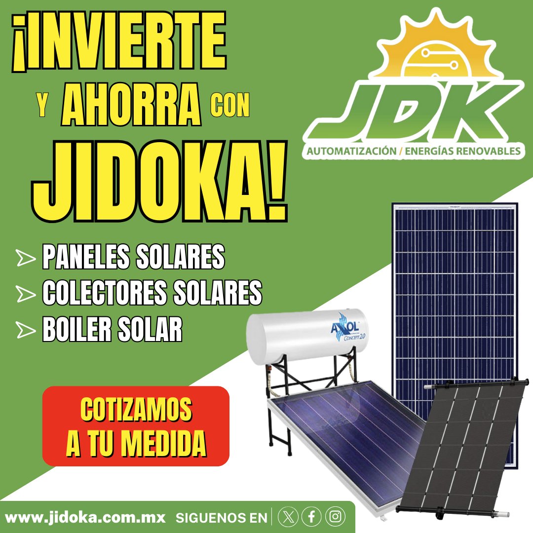 JIDOKA3's tweet photo. Invierte en energías renovables, son fuentes de energía limpias, inagotables y crecientemente competitivas🍃✅

¡Ahorra con Jidoka! 
📲𝟖𝟕𝟏 𝟏𝟑𝟕 𝟔𝟎𝟗𝟑 / 𝟖𝟕𝟏 𝟐𝟖𝟎 𝟕𝟖𝟓𝟖

.
.
#Jidoka #Energías #Renovables #Limpia #Inagotable #Invierte #Ahorra #Gas #Luz #Instalación https://t.co/ushSEIJcac