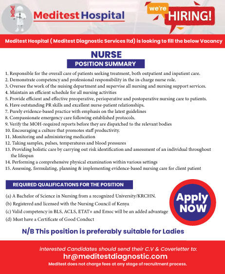 Meditest_Hsp's tweet photo. We are Hiring, Know anyone?
Kindly contact us.
#ElNino #sabinachege #holydave #kesho #azawi #Tanzania #mvuhuruII #HudumaDay https://t.co/F9yvixJ7Mo