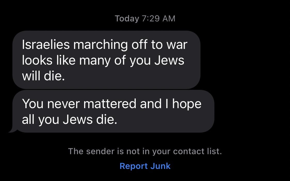 An actual text message I woke up to today in America 2023. My grandfather learned to box to defend himself in the 1930s, but I really thought we were over this…