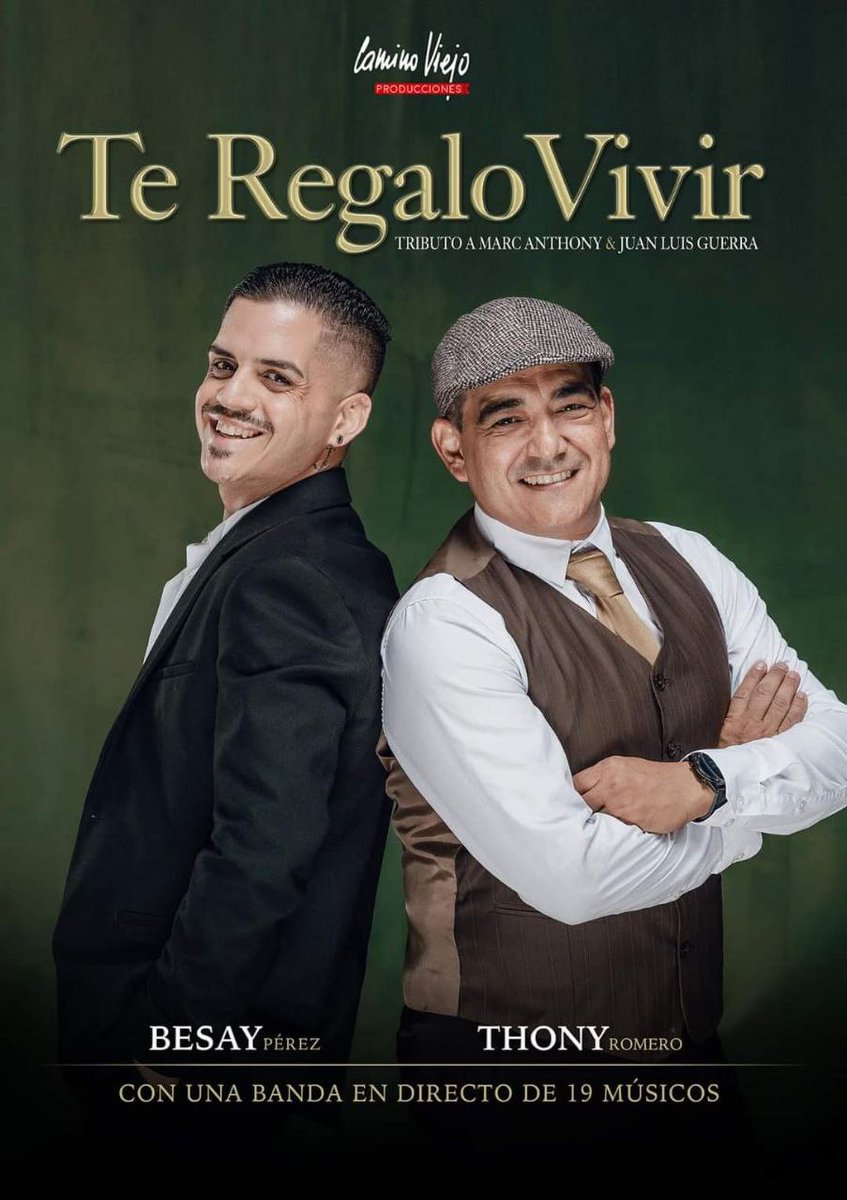 thony_romero's tweet photo. Se estrena PRONTO!!
Un nuevo e ilusionante proyecto, junto a Besay Pérez.

TE REGALO VIVIR
Tributo a Marc Anthony &amp; Juan Luis Guerra

Otra producción de Camino Viejo Producciones https://t.co/16DPvGIhiA