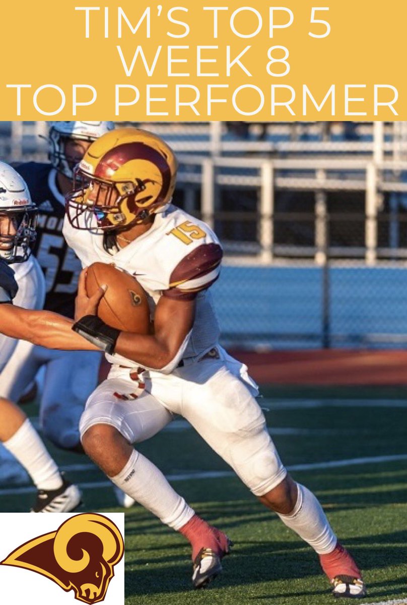 WEEK 8, TIM’S TOP 5 SPORTS AND RECOGNITION LOCAL CINCINNATI HIGH SCHOOL FOOTBALL SCHOLARSHIP PROGRAM TOP PERFORMER 15 OF 20 FINALISTS. Ross Rams Senior RB Riley Caldwell with 182 Rushing Yards, 4 TD’S, 18 Receiving Yards in a victory over Franklin. Riley=HARD WORK, LEADERSHIP,