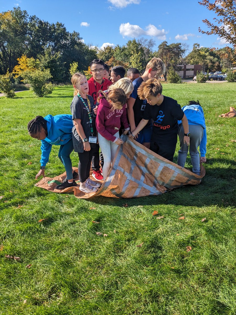 Camp Fire Minnesota lead team building games with 6th graders in our outside learning space.  #bmsbulldogsrock #TeamBulldog #schoolpartnership