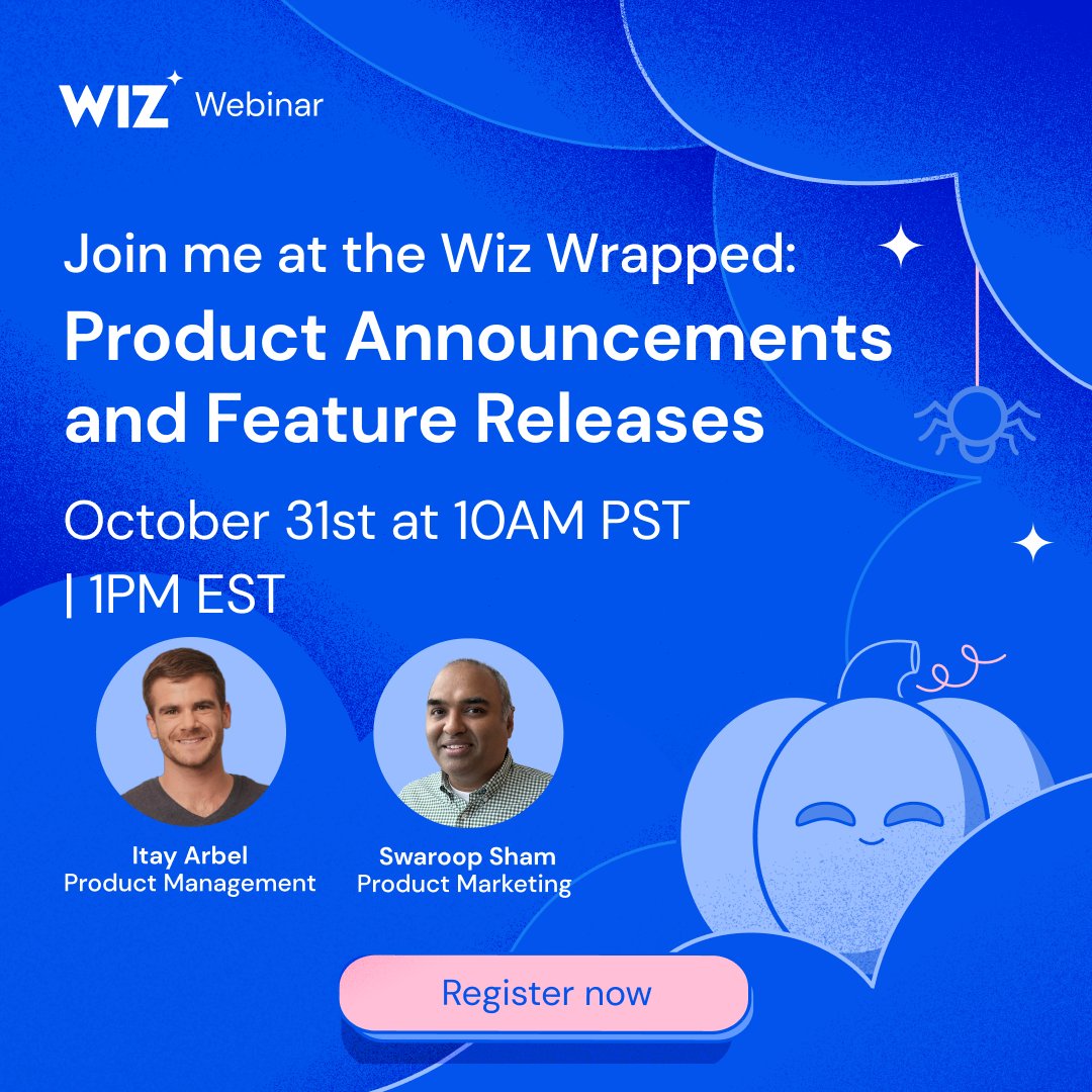 Unmask the future of cloud security this Halloween 🎃 Join us on Oct 31 for a product roadmap update: 1) Major releases 2) Live demos 3) Audience Q&A Register now: wiz.registration.goldcast.io/events/bb9f498…