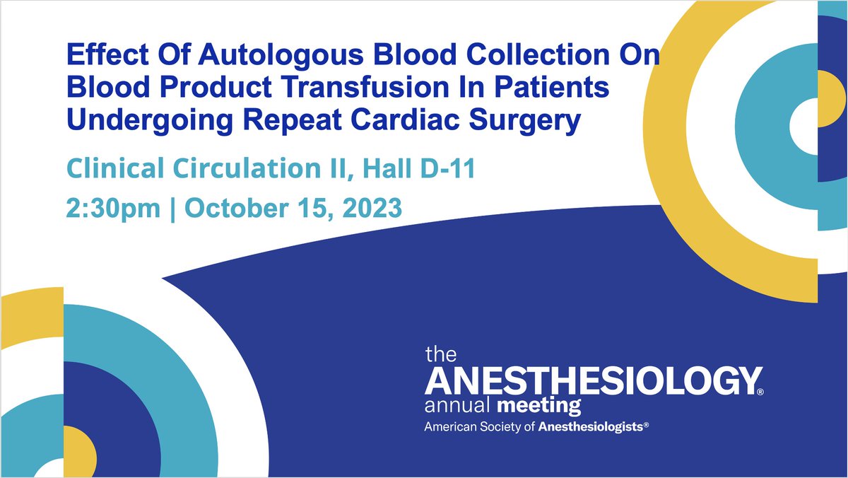 Can’t wait to fly out to SF for #ANES23 this week! Excited for <a href="/womenMDinanesth/">Women in Anesthesiology</a>
reception, talking with #anesthesiology residencies, MSC-HOD, and meeting new friends + mentors in person. I'll also be presenting Sunday on Autologous Blood Collection — details below! <a href="/ASALifeline/">ASA®</a>