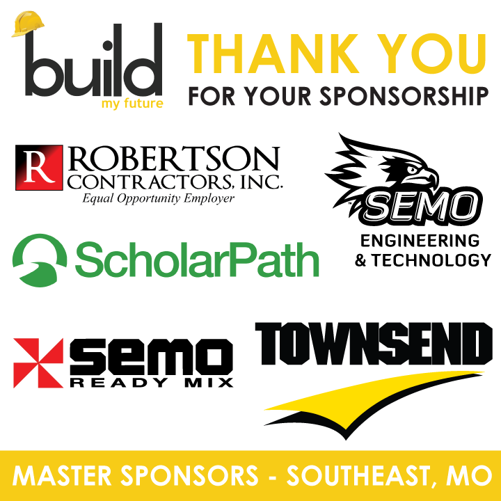 Get ready for an amazing 2023 Build My Future Southeast Missouri this Wednesday, October 11th! We are excited to announce our Master Level Sponsors! A big thank you to all these incredible companies for their generous support.

#BuildMyFuture #BMF #BMF2023 #CareersInConstruction