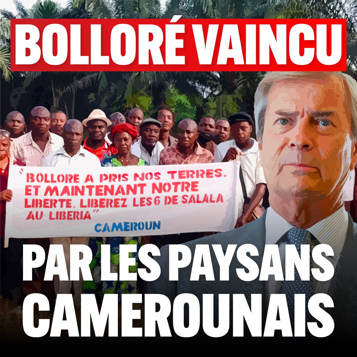 Vous vous rappelez de la colère de Cyril Hanouna après que j’ai abordé les Camerounais en lutte contre Bolloré ?

Aujourd’hui ils viennent de gagner leur procès contre Vincent Bolloré !

Bravo à ces paysans Camerounais.
Vous mériteriez qu’on parle de vous sur les médias Bolloré.