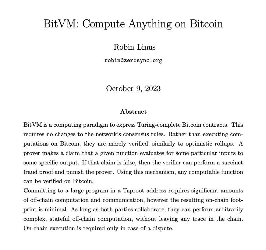 sunnydecree's tweet photo. BREAKING NEWS: 

New #Bitcoin Whitepaper enables all Altcoin utilities on Bitcoin! No soft fork required! Officially as of today: Altcoins are 100% unnecessary. Congrats to everyone holding the correct coin: Bitcoin.

"Any computable function can be verified on Bitcoin."

https://t.co/cCvSWYKC6u