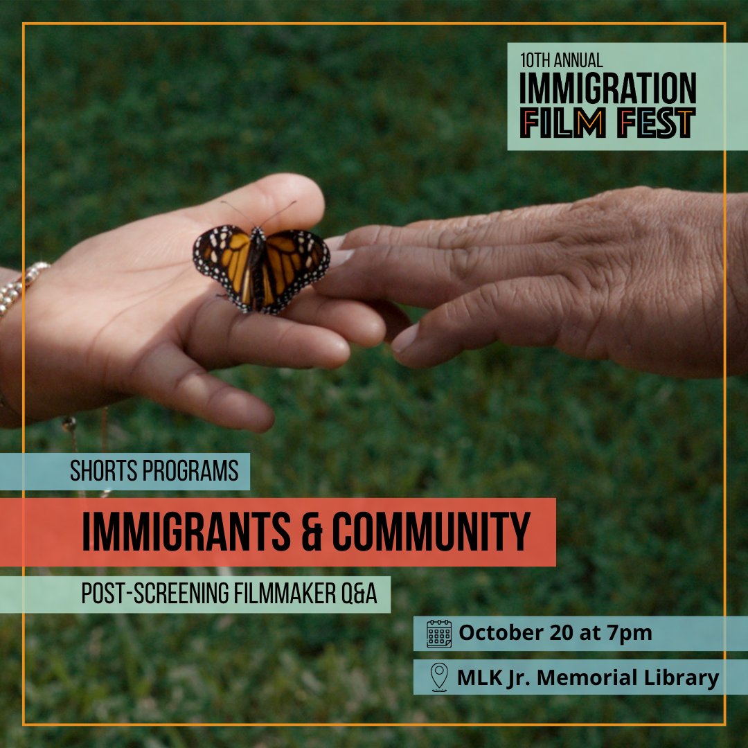 Kick off the Immigration Film Fest on Friday, Oct 20 with a series of short films exploring the importance of community to the immigrant experience! We'll hear from filmmakers in a Q&amp;A following the screening.
🔗 bit.ly/IFF-2023