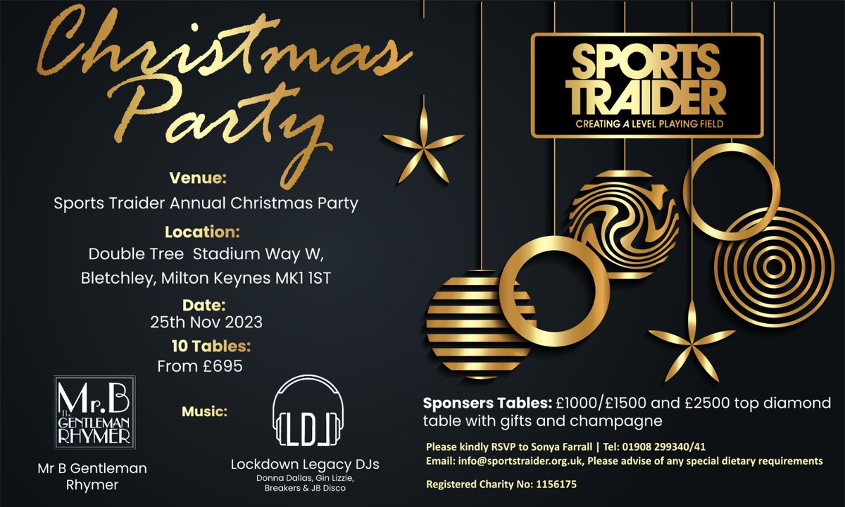 Please come and celebrate your Christmas party with us. Only  £695 for 10 people. Hilton double tree mk dons stadium Milton Keynes 25th November.