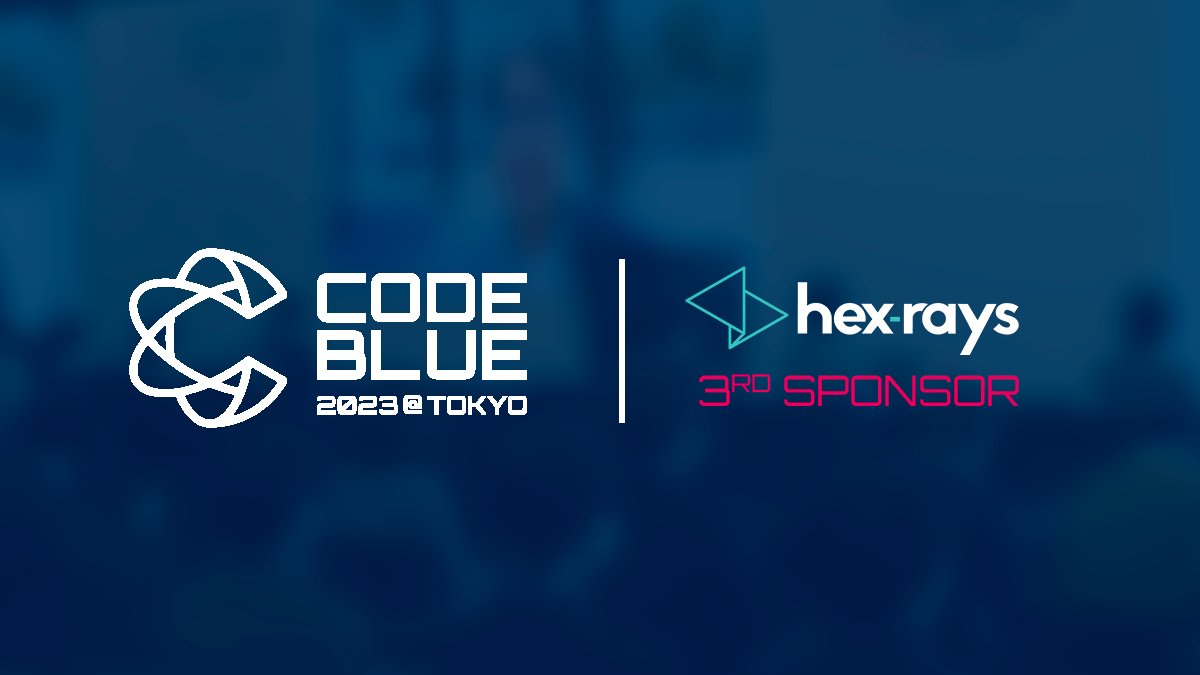 HexRaysSA's tweet image. Less than five weeks left until the start of the CODE BLUE 2023 conference in Tokyo, Japan! If you are attending, visit our booth for many exciting surprises 🌐 hex-rays.com/blog/hex-rays-…

#hexrays #codeblue_jp @codeblue_jp
