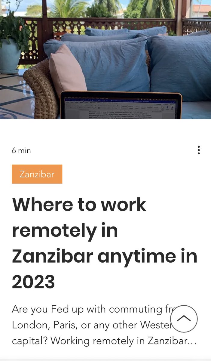 Fancy taking advantage if your 3 month visa to work remotely in Zanzibar?

Check out the best spots 

Where to work remotely in Zanzibar anytime in 2023 :
melanintravelsmagic.com/post/where-to-…

#digitalnomad  #workremotely #eastafrica #zanzibar #travelplanner #wifi #digitalmarketing #creative