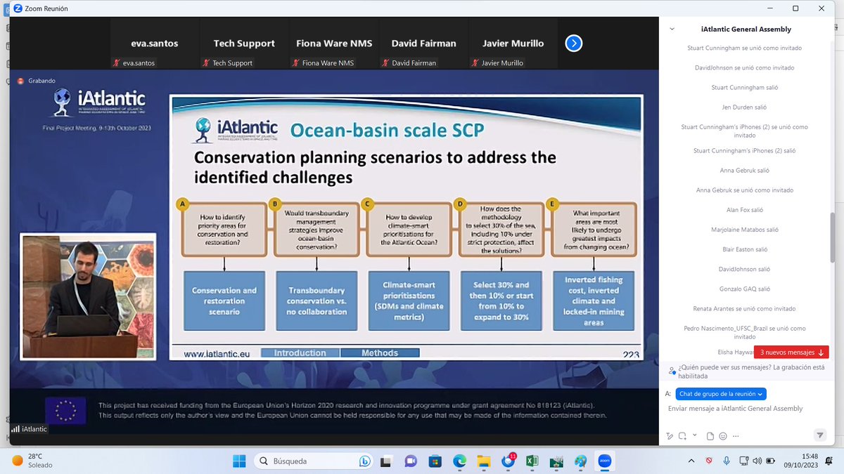 In the fifth #iAtlanticGA2023 session: Spatial and temporal management and protection, several experts show us how to work with data from differet areas, layers, scales (ocean basin, regional) and scenarios