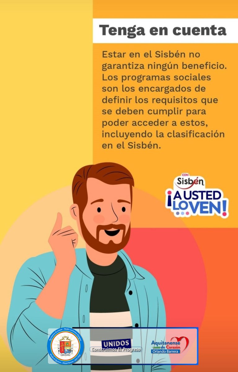 Mensaje importante para toda la comunidad Aquitanense desde la oficina local de Sisbén. Por favor estar atentos.

"Unidos Construimos el Progreso"
#AlcaldiaMunicipal