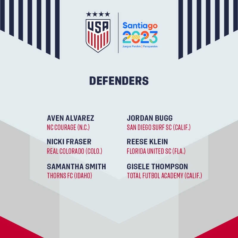 USYNT's tweet photo. The #U19WYNT head coach Carrie Kveton has named an 18-player roster that will travel to Chile for the @santiago2023 Pan American Games.

🇺🇸 will play senior national teams of Venezuela 🇻🇪, Costa Rica 🇨🇷, and Argentina 🇦🇷 in group play.