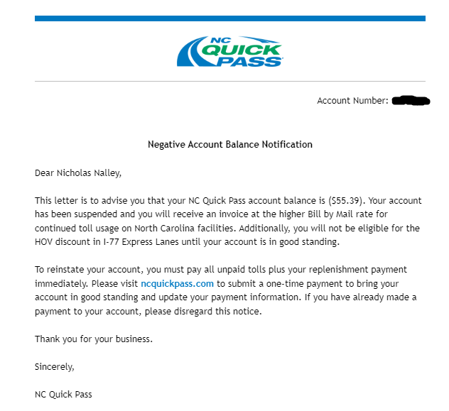 cubecompmtdx's tweet photo. On 10/3/23 at 8:15PM, my @NC_QuickPass  transponder acct was charged $99.99 for a $1.00 toll on the @I77Express Lanes for a 2-axle Jeep SUV. The toll is in dispute. How does this happen? Like, you can't make this stuff up. I want this refunded, plus I want answers. @WBTV_News https://t.co/H6pH0tgUuf