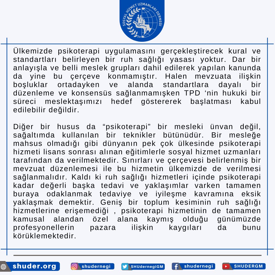SHUdernegiGM's tweet photo. 📣Değerli Kamuoyuna;

Türk Psikologlar Derneği’nin 02.10.2023 tarihinde sosyal medya hesaplarında bir meslektaşımıza atıfta bulunarak “Bir sahte psikoterapist kararı daha” başlığı ile yaptığı açıklamaya ilişkin olarak derneğimizin açıklamasıdır.

#psikoterapi #ruhsağlığı https://t.co/2QoicaXeka
