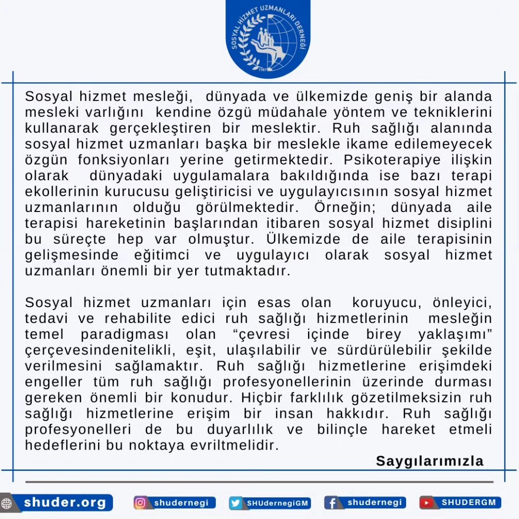 📣Değerli Kamuoyuna; Türk Psikologlar Derneği’nin 02.10.2023 tarihinde sosyal medya hesaplarında bir meslektaşımıza atıfta bulunarak “Bir sahte psikoterapist kararı daha” başlığı ile yaptığı açıklamaya ilişkin olarak derneğimizin açıklamasıdır. #psikoterapi #ruhsağlığı