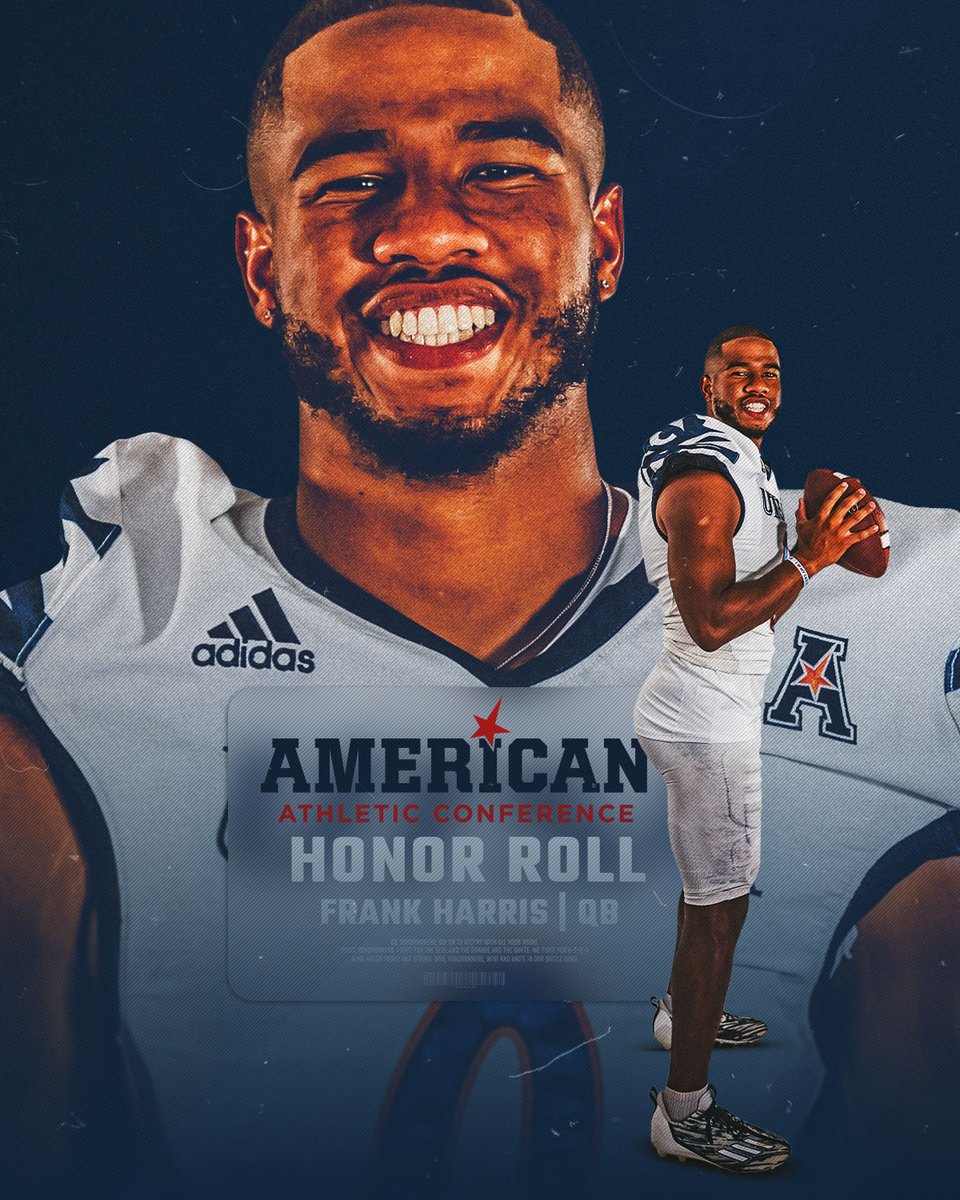 UTSAFTBL's tweet photo. UTSA senior QB Frank Harris has been named to the American Athletic Conference Weekly Honor Roll for his performance in the 49-34 win at Temple.

#210TriangleOfToughness
#LetsGo210 | #BirdsUp 🤙 https://t.co/vL0WncD8E2