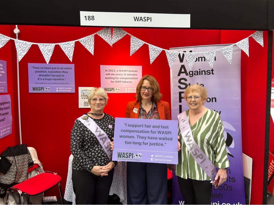 Mary-Ann Stephenson Director of the Womens Budget Group @WomensBudgetGrp supporting WASPI women today. Stand 188 Labour Party Conference.