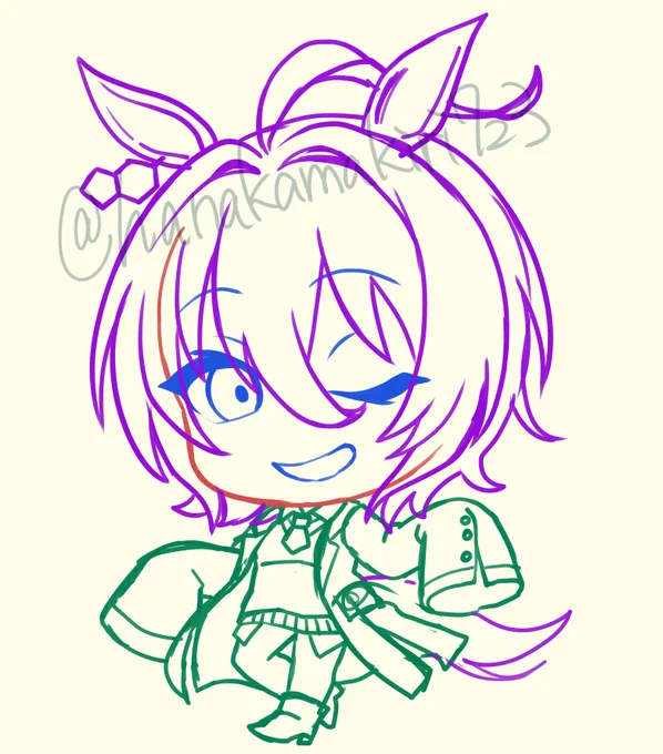 とてもかわいく描けてると思うので、ラフ～完成までのやつ! 