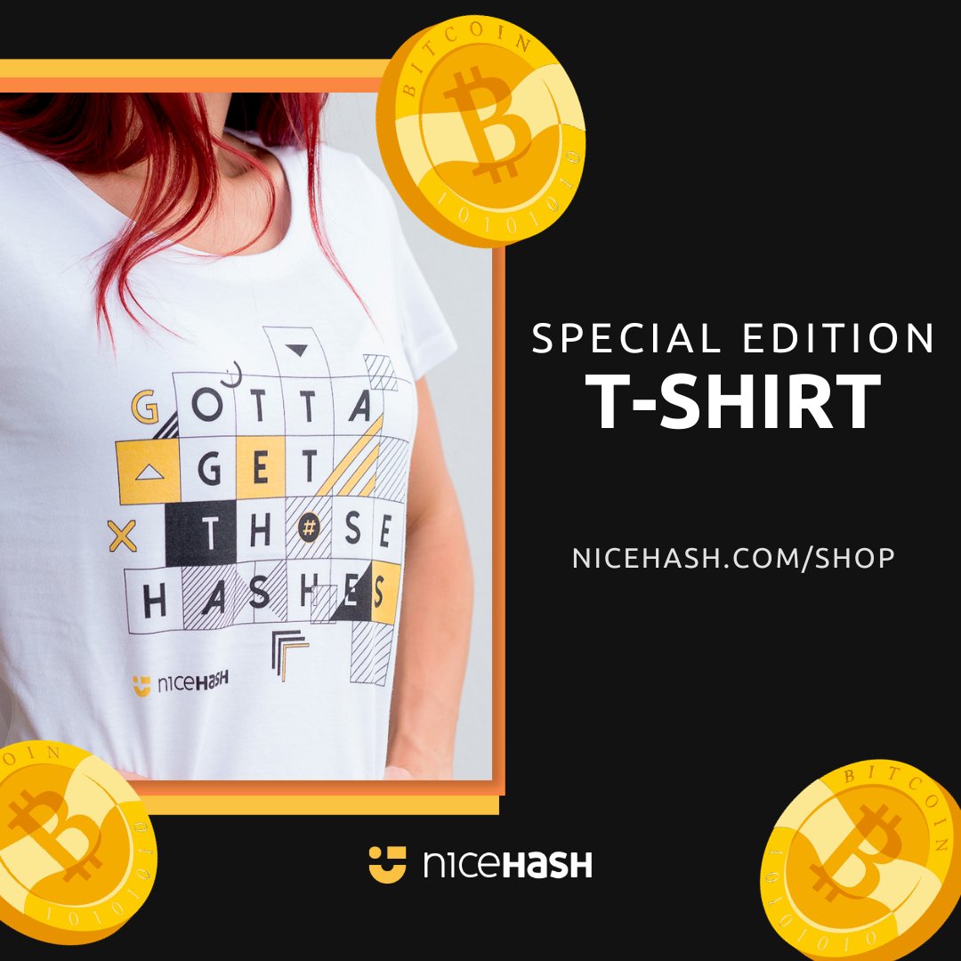 NiceHashMining's tweet photo. The #Bitcoin hashrate doesn't stop rising and every miner's goal is to always get more and better miners, and higher earnings 🚀.

Our Special Edition T-Shirt makes this perfectly clear! Grab yours now 👇
https://t.co/UESnLM7uDA https://t.co/FymxK5Y8fW