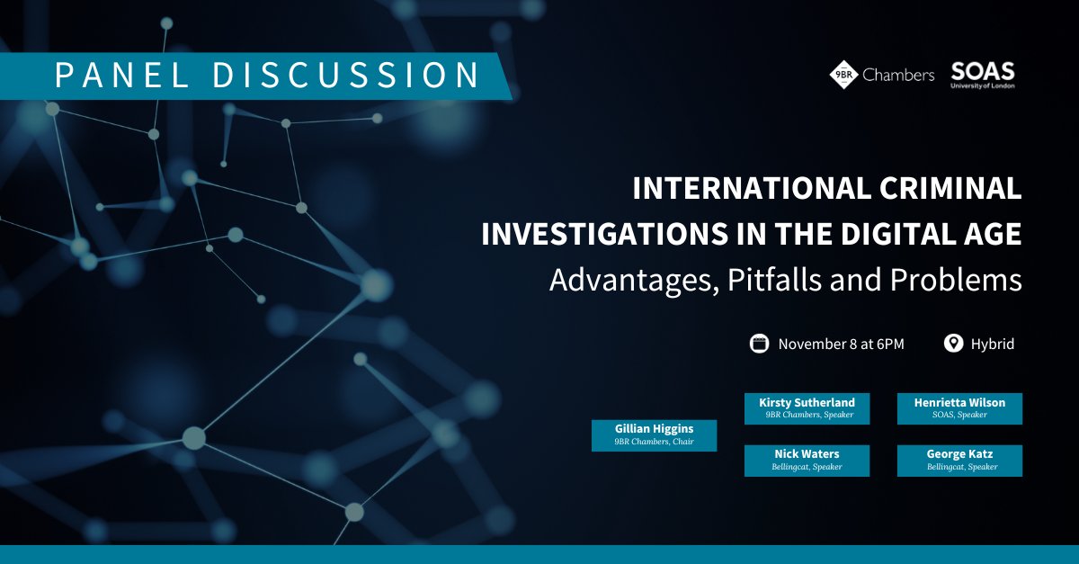 Panel Discussion: International Criminal Investigations in the Digital Age - Benefits, Pitfalls and Challenges November 8 at 6pm. The Panellists will examine the nature, significance and use of open-source information. Register: events.teams.microsoft.com/event/2aea215c…