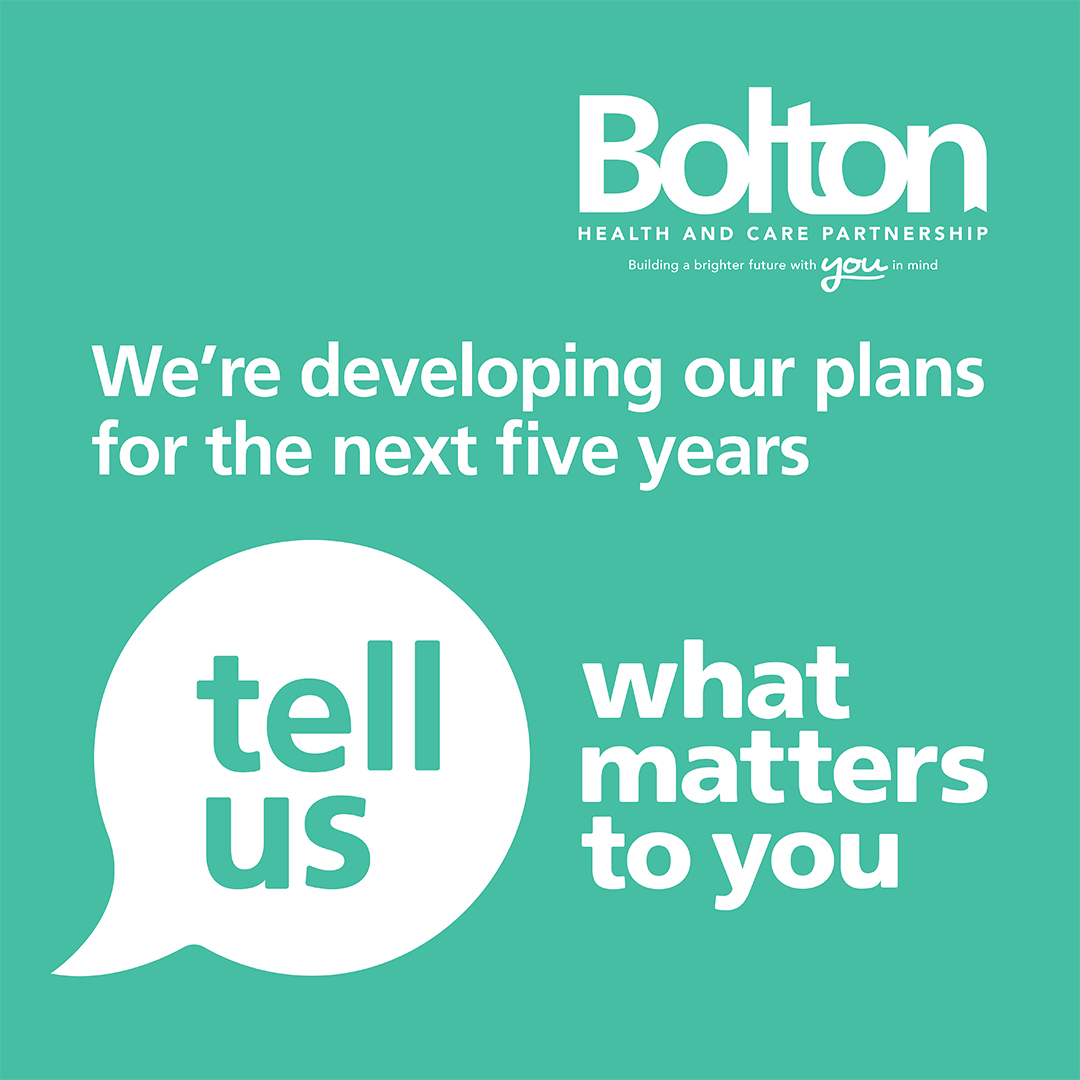 ✨Tell us what you think✨

Over the next 5 years, Bolton Health &amp; Care Partnership want to make sure that health and care services are the best they can possibly be.

Ways to get involved:
✅ shorturl.at/aqrY6
📣 boltonft.nhs.uk/.../tell-us-wh…