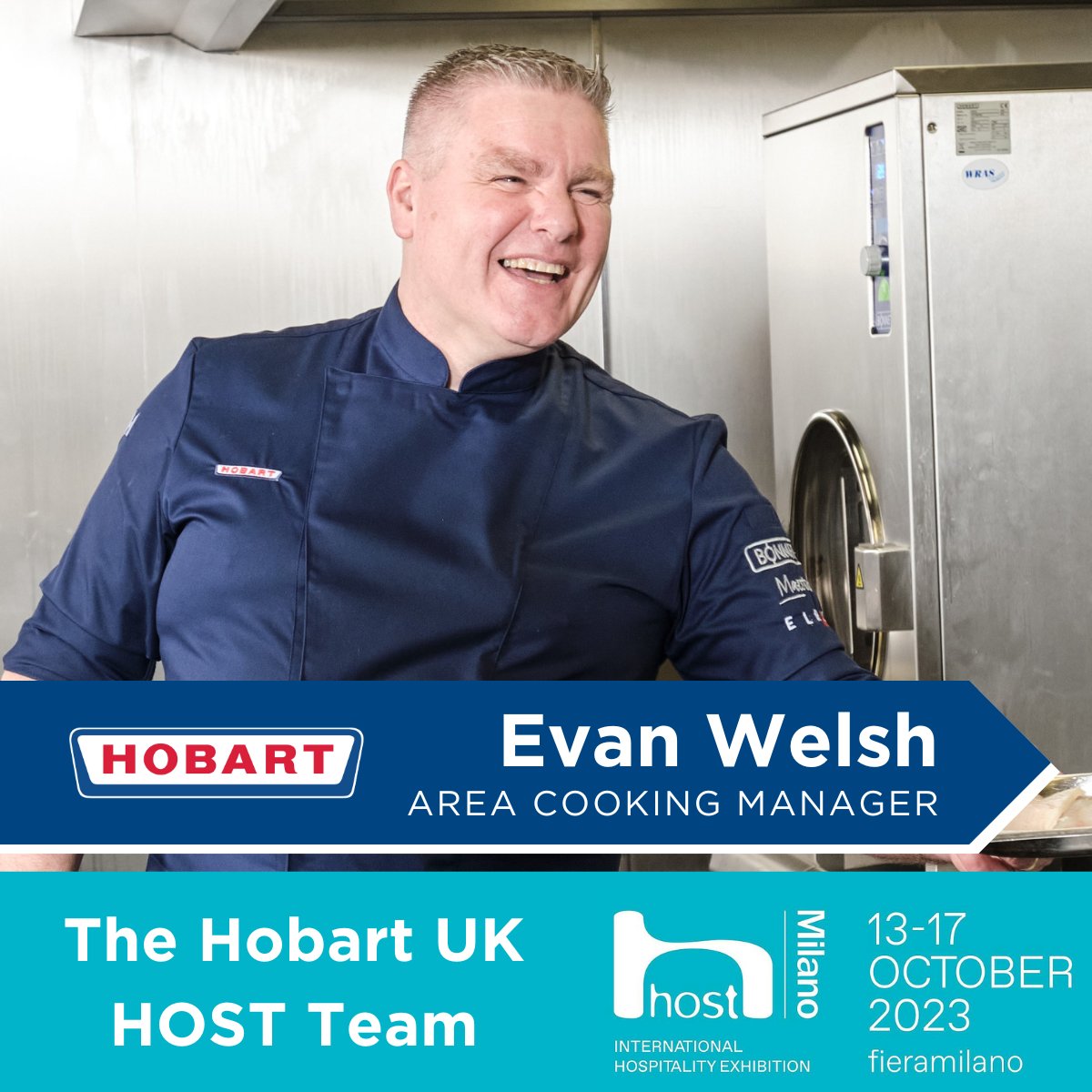 Hobart_UK's tweet photo. Hobart UK’s Evan Welsh is busy working with the European Chef Brigade preparing for Live Cook demos at Host Milan this week. 

Meet Evan at Hall 5, Stand B23 / C24 and find out more about the benefits of cooking with Hobart.

#HOST2023 #HostMilano #HobartCookLive https://t.co/rSPQtABOMT