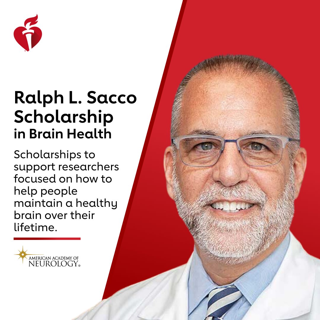 Dr. Ralph Sacco was passionate about promoting brain health and reducing health disparities. The new Ralph L. Sacco Scholarship in Brain Health, from the AHA and @aanmember and a generous bequest from Dr. Sacco, will help carry on and honor his legacy.