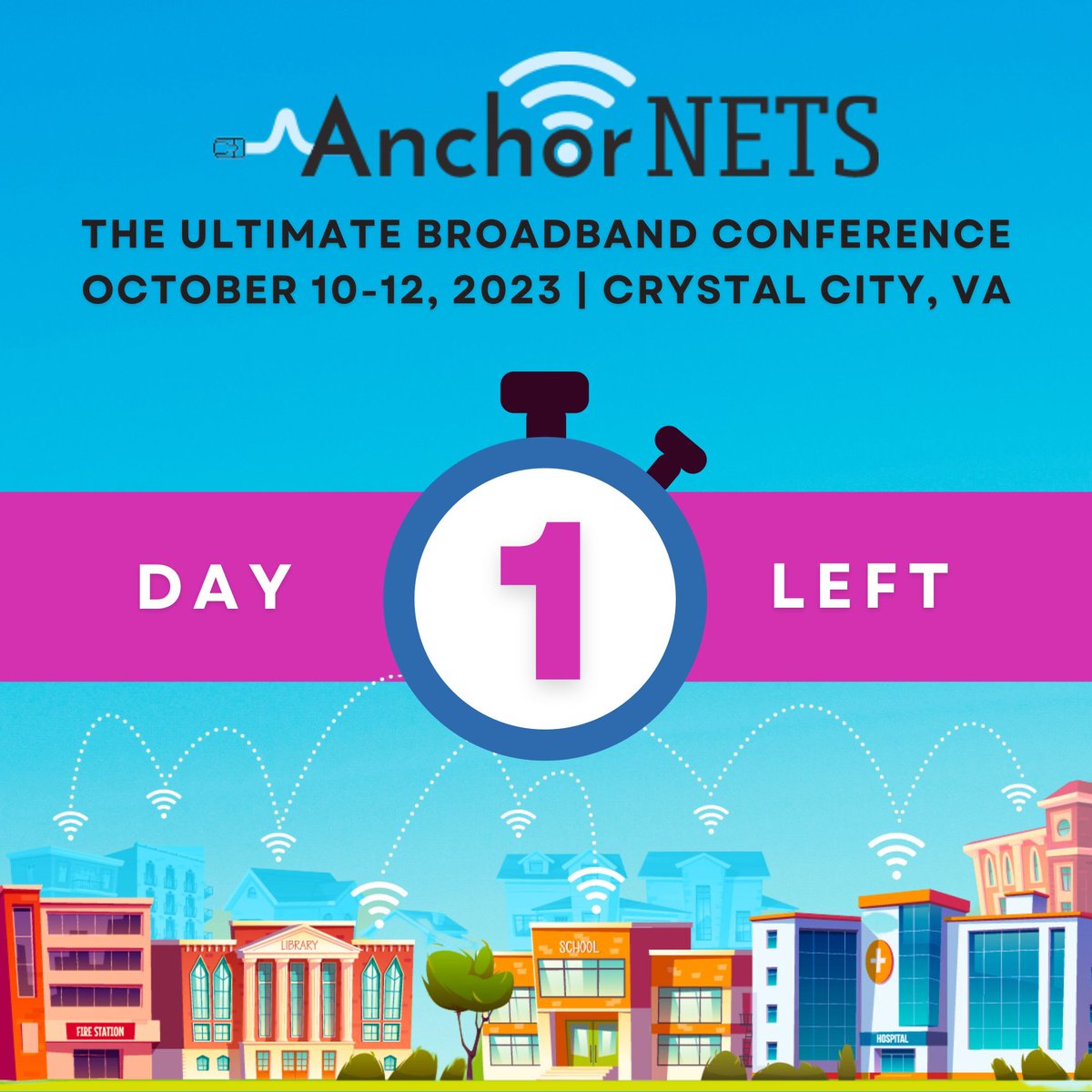 SHLBCoalition's tweet photo. 1 day to go before #AnchorNets2023 begins. Are you ready to join hundreds of experts, advocates, and leaders in the field of broadband for anchor institutions? 

Don’t miss this chance to be part of the conversation and the solution: https://t.co/X7xGPHyeJY https://t.co/tJiKdi5wSz