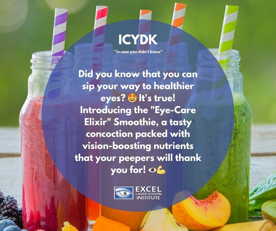 Excel_Eye's tweet photo. Did you know that you can sip your way to healthier eyes? π€© It's true! Introducing the "Eye-Care Elixir" Smoothie, a tasty concoction packed with vision-boosting nutrients that your peepers will thank you for! ποΈπͺ
#funeyefacts #incaseyoudidnotknow #incaseyoudontknow https://t.co/5x2n4tHf6H