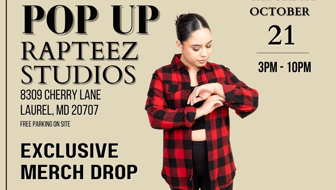 🚨 Saturday, October 21st from 3 PM - 10 PM. Join us for a special Rapteez Popup Event at Rapteez Studios.🚨