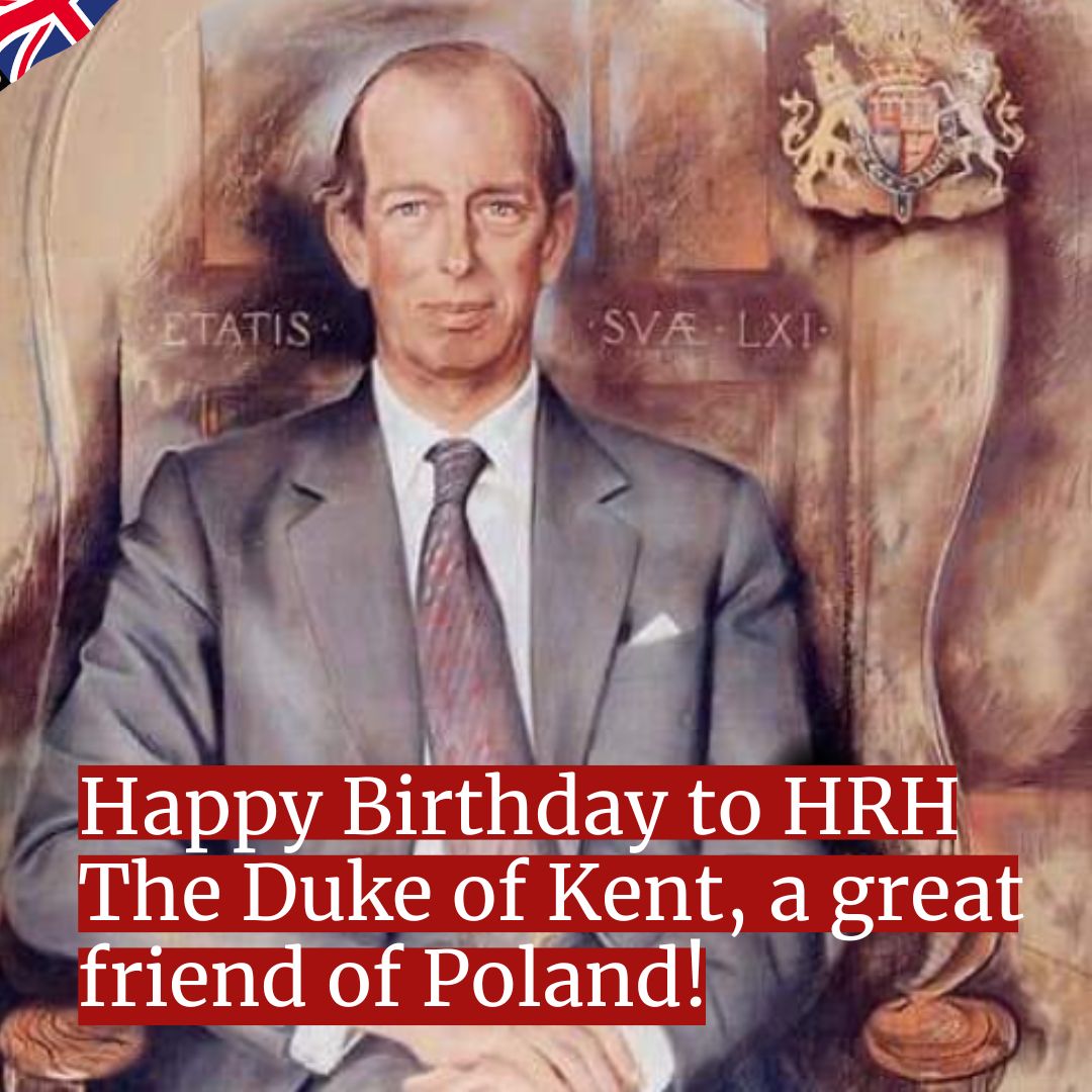 britishpoles's tweet photo. Happy Birthday to HRH The Duke of Kent, a great friend of Poland!
The portrait was made by a Polish painter @BasiaHamilton in 1996. https://t.co/Ryt242jWdJ
