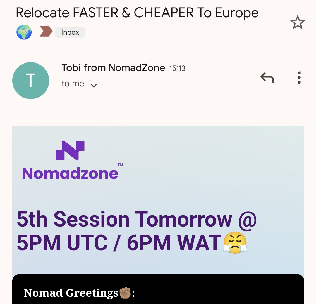thenomadzone's tweet photo. It's less than 30 hrs. Have you opened your email? 👀

You can still register for the upcoming session here: https://t.co/TaAwZ56cw1

#NomadZone #visa #remoteworkers https://t.co/vBWvYQui1e