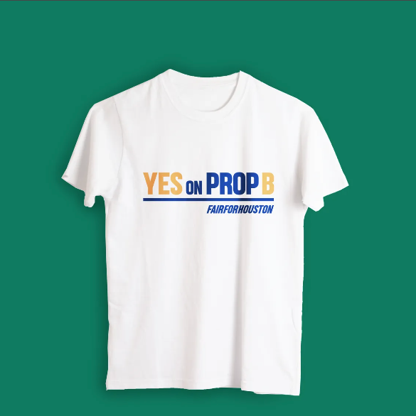 GraciePadron's tweet photo. Earlier this year, we designed @FairforHouston's #logo. Recently, the client asked us for a variation with a specific call to action: "Vote Yes on Prop B." 👍 The #redesign retains the core visuals that make the brand recognizable but incorporates this new important message. https://t.co/wcsbNAPbH5