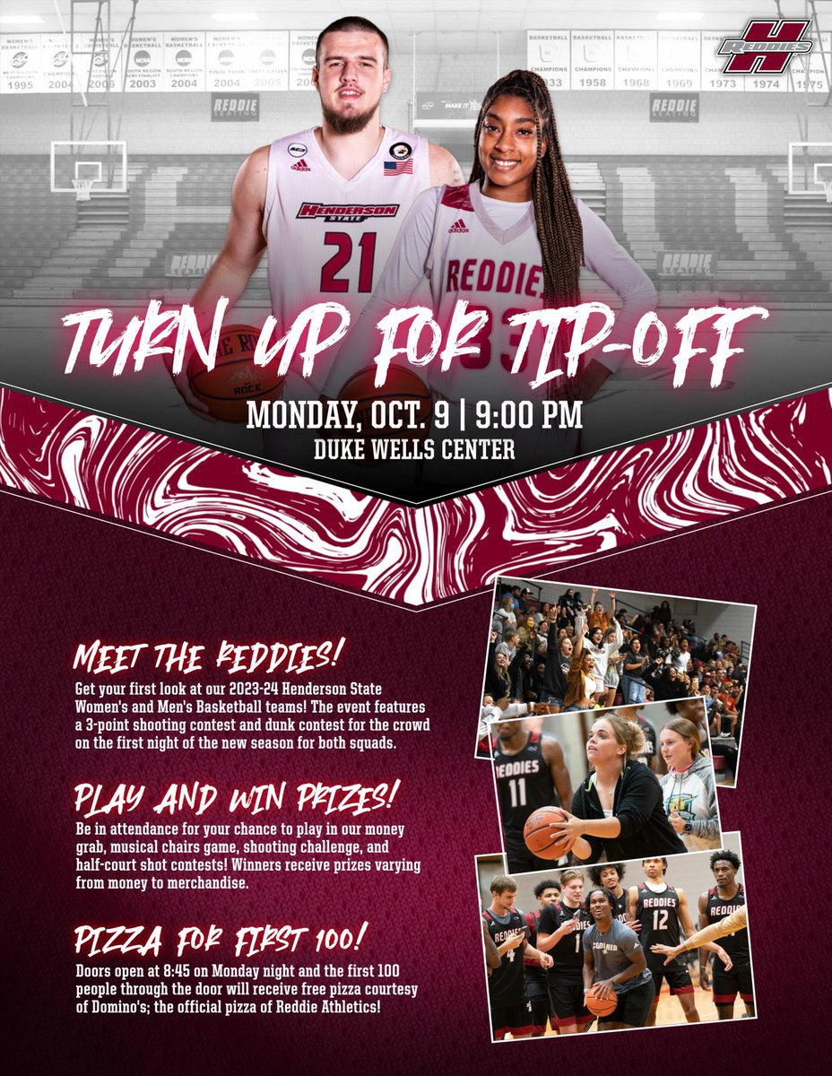 Tonight we 𝙏𝙐𝙍𝙉 𝙐𝙋! 🏀

Free 🍕 ✅
Free admission ✅
Games &amp; Prizes ✅
Tons of Dunks ✅

The Duke Wells Center is the place to be tonight to kick off Homecoming Week! 

Doors open at 8:45! ⏰

#NoMereBeast