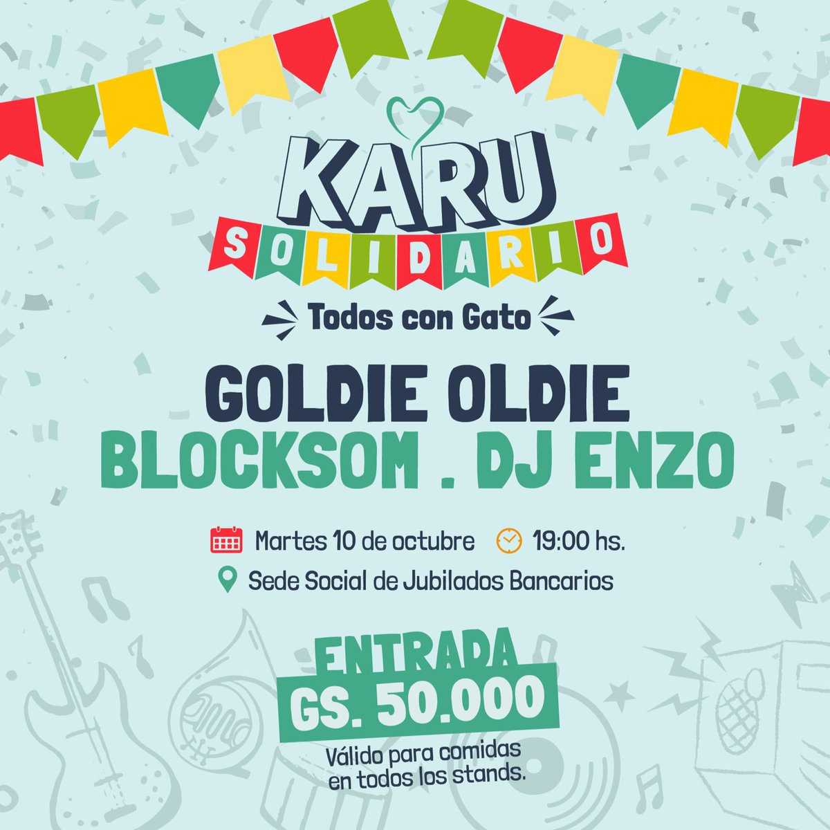 Holaaa!! 🚨🚨🚨Les esperamos MAÑANA al karu solidario por el papá de una colega que sufrió ACV y está en el leento proceso de rehabilitación 💪🏽💪🏽 TODO va a estar deli, y encima vamos a disfrutar de grupos musicales increíbles 🎶🎤🥳🥳 FAVOR RTTT
