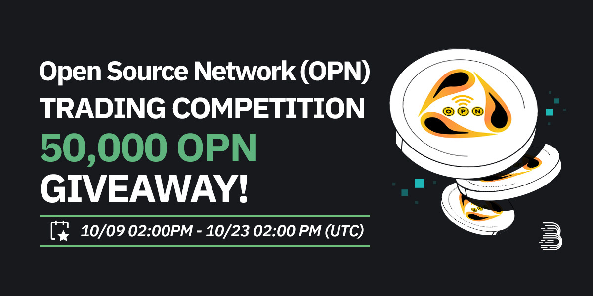 🎉 To celebrate <a href="/OpenSourceNTK/">Open Source Network | $OPN</a> being listed on BitMart and to express our gratitude for every user's attention and support 😉:

💰We are giving 50,000 OPN to all winner participants in our OPN Trading Competition Event!

👉 Detail: support.bitmart.com/hc/en-us/artic…
👉 Trade: