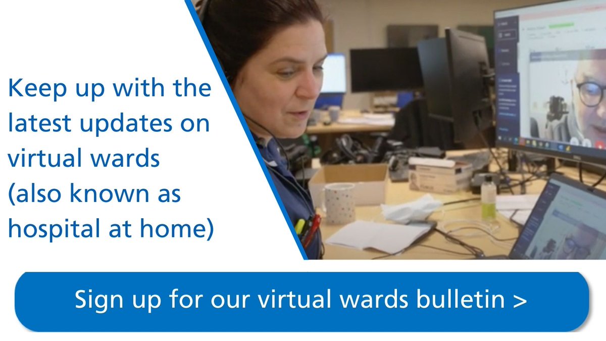 Did you know our #VirtualWards bulletin is ideal for anyone working in or supporting virtual wards, also known as hospital at home? It contains the latest news, resources, and information on virtual wards Sign up for the next edition on our website: england.nhs.uk/email-bulletin…