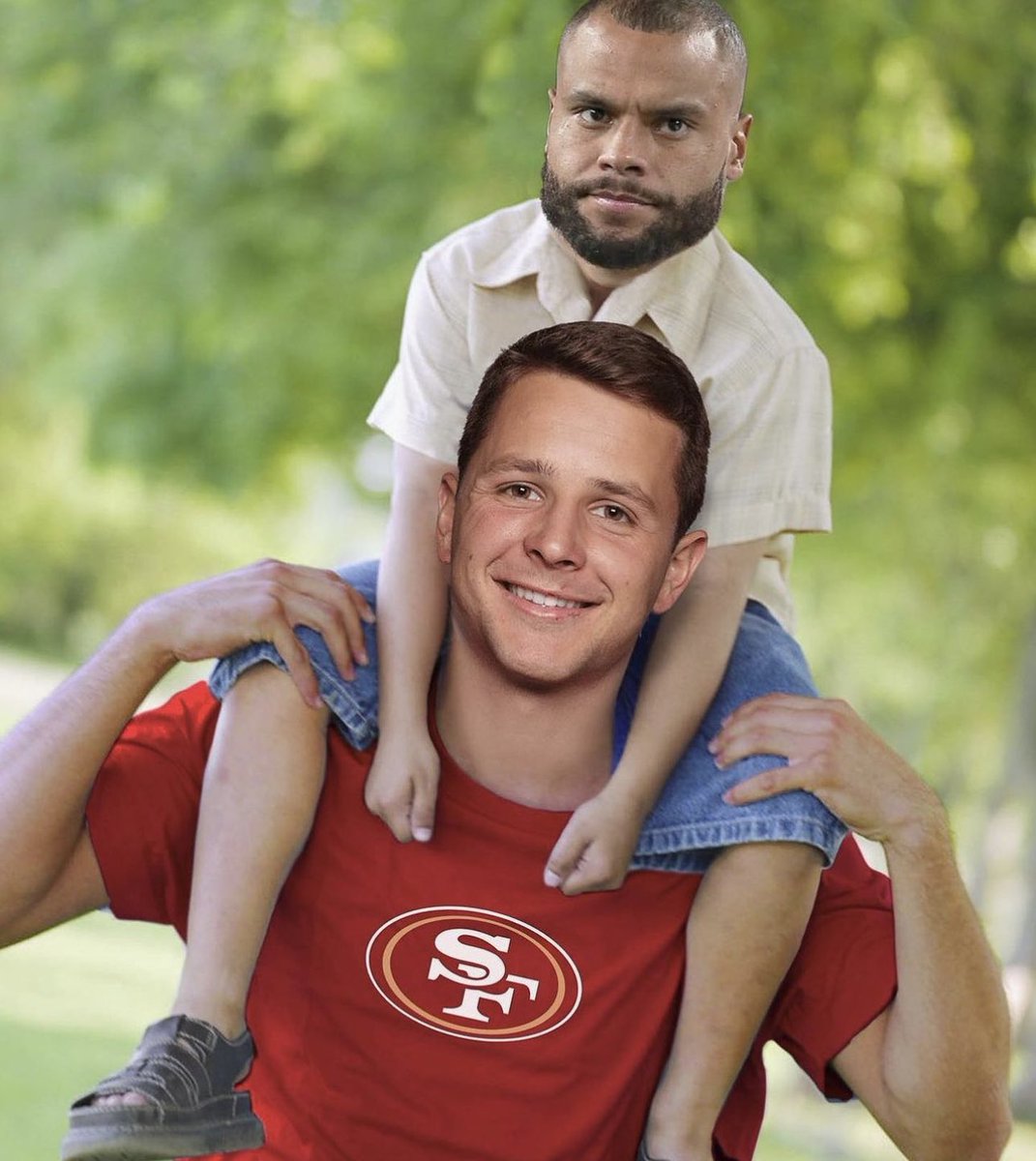 hollzzz__'s tweet photo. What else is there to say besides...SAME OL' SORRY ASS COWGIRLS!!!! Hopefully this was a humbling game to y'all... But BROCK PURDY PLAYED PERFECT, Kittle went crazy, FRED WARNER IS HIMMM! AND DAK IS A BUM ASS QB THAT ISN'T A FRANCHISE QB!!!!! 
42-10 is crazy. Go niners !! #49ers https://t.co/DQ7ogXfqBD
