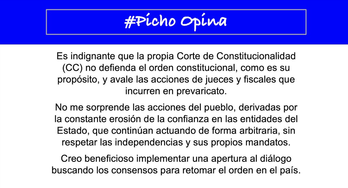 ZachrissonPicho's tweet photo. #PichoOpina #BloqueosGT @CongresoGuate  @lahoragt @Lared1061 @concriteriogt
@soy_502 @PlazaPublicaGT @RadioPuntoGT
@Factor4_GT @justiciayagt @QuorumGT @MynorLorenzo_GT @msemillagt @VicenteCarrera_
@BArevalodeLeon @PrensaComunitar @_NuevoGucumatz @CC_Guatemala @MPguatemala https://t.co/ZxZ2VSV8Fg