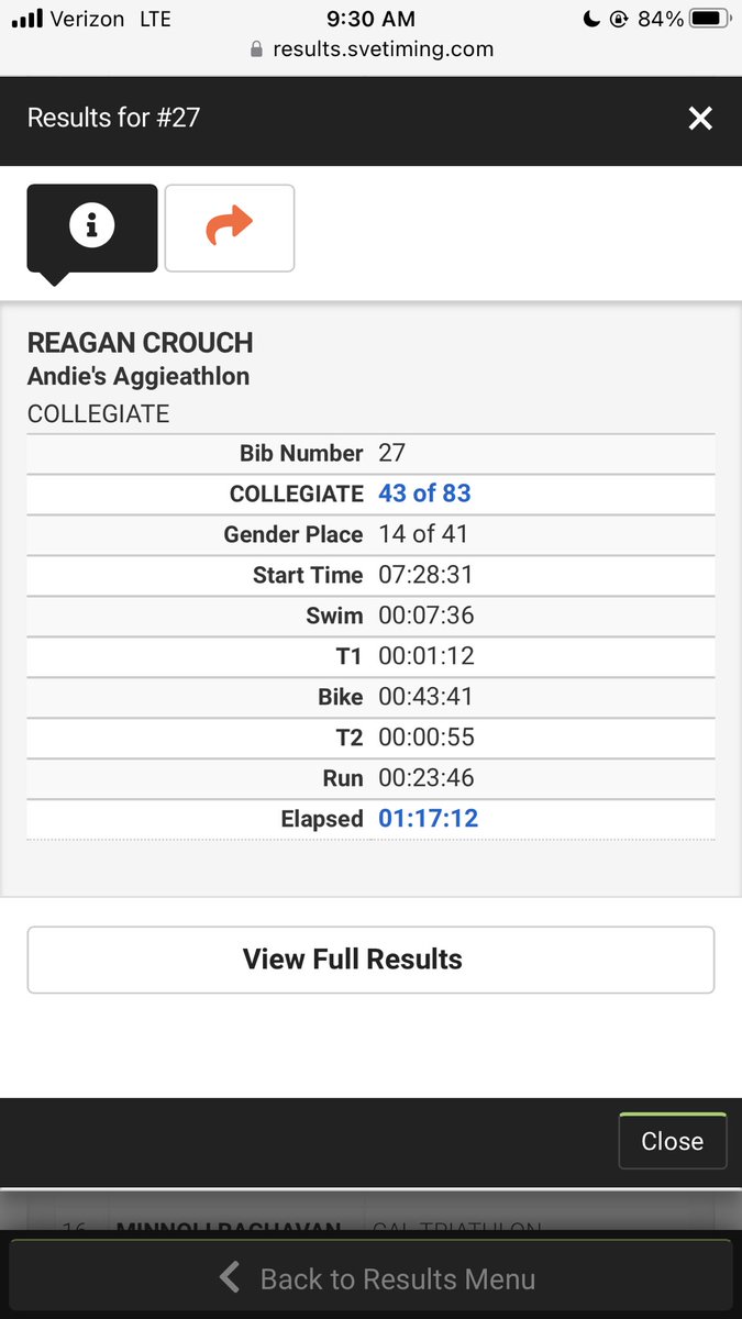 I completed my first triathlon on the Cal Triathlon team!! Loved it so much and can’t wait for more!!