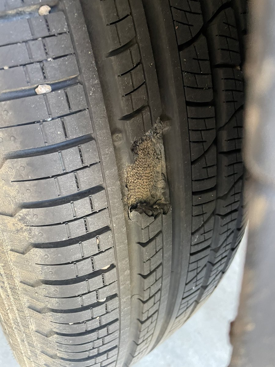 IsaiahJanzen's tweet photo. @PirelliUSA @bigotires okay, having contacted both of you and being told to contact the other, how do I file a warranty claim for this 21 inch tire on my @Rivian that I have only had for about 10 weeks? https://t.co/cUCTpKwMNQ