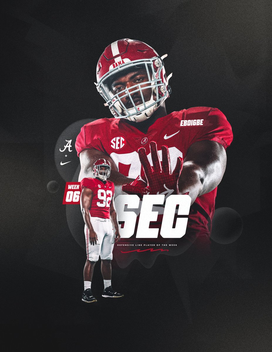 AlabamaFTBL's tweet photo. 🔵🟡 SEC Weekly Honors 🟡🔵

@JustinEboigbe x @WillReichard 

https://t.co/5tS8RpNFad

#SECFB || #RollTide https://t.co/gYkehylyv4