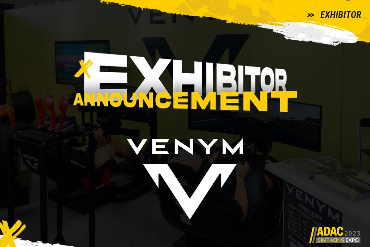 Last-minute change! We are pleased to announce our presence at the @SimRacingExpo this week!

📅 13-15th of October
🕙 From 10 AM
📍 Dortmund, Germany

Whether you're a beginner or an expert, we'll be there, FOR YOU😎

#VENYM #ADACSimRacingExpo