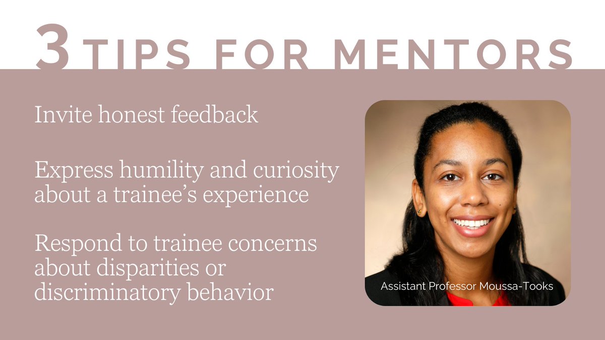 We're committed to being a department where underrepresented minorities can thrive. Here are a few recommendations from Asst. Prof. Moussa-Tooks on how mentors can foster a better experience for minority trainees in our field.

#IndigenousPeoplesDay #NationalHispanicHeritageMonth