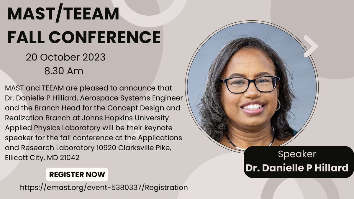 MAST/TEEAM Fall Conference
emast.org/event-5380337/…
#MASTTEEAMFallConference2023,#JHUAPL,#MAST, #TEEAM
